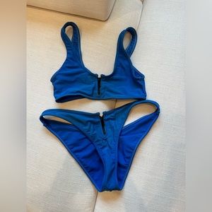 Lovers + friends blue zipper bikini